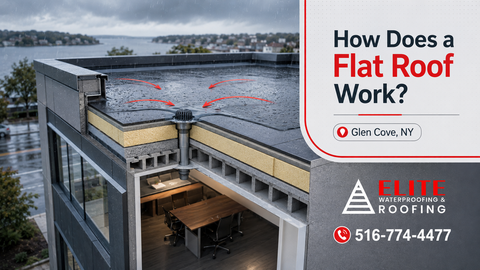 How Does a Flat Roof Work in Glen Cove, NY? Expert Flat Roofing Solutions by Elite Roofing & Waterproofing